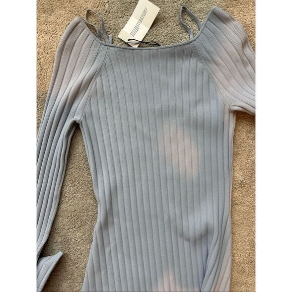 NWT PROENZA SCHOULER Rib Knit V-Neck Fit & Flare Midi Dress, $500 - Picture 9 of 11